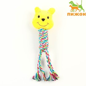 Игрушка с Погремушкой мягкая для собак "Медведь" жёлтый, 28 см
