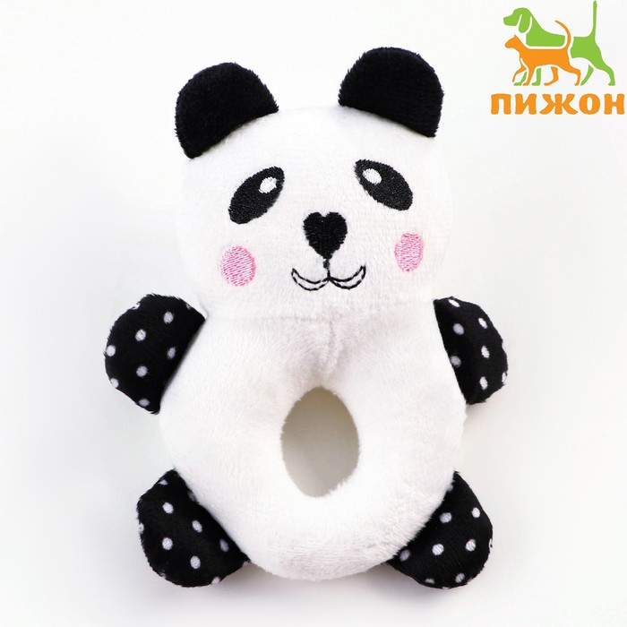 Мягкая игрушка для собак, пончик, "Панда», 17 см, пищащая - Фото 1