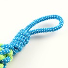 Игрушка канатная плетеная с ручкой, 120 г, до 31 см, синяя/зелёная - Фото 3