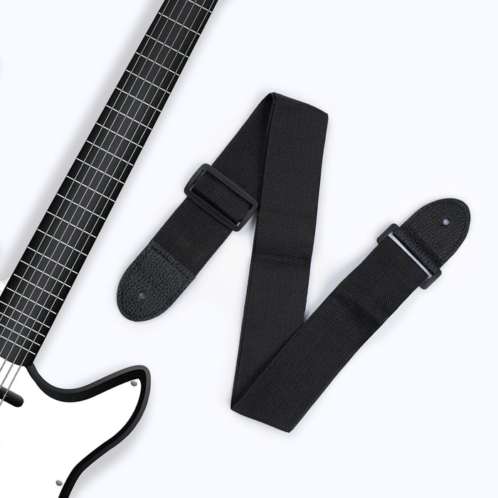 Ремень для гитары, черный, длина 60-110 см, ширина 5 см
