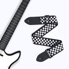 Ремень для гитары, шашечки, 60-117х5 см, черно-белый - фото 9833058