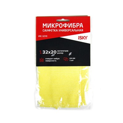Салфетка для ухода за автомобилем iSky, 32×20 см, микрофибра, желтый