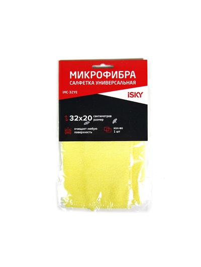 Салфетка для ухода за автомобилем iSky, 32×20 см, микрофибра, желтый