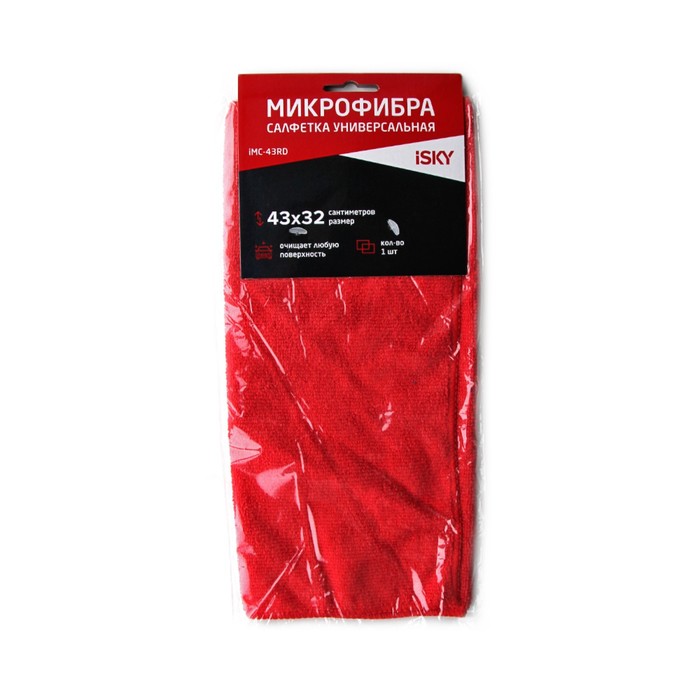 Салфетка для ухода за автомобилем iSky, 43×32 см, микрофибра, красный - Фото 1