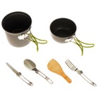 Набор туристической посуды Maclay: 2 кастрюли, приборы, горелка, 3 миски, лопатка, карабин - Фото 8