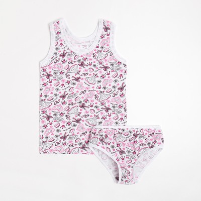 Комплект для девочки (майка, трусы), цвет розовый/сарафаны, рост 110 см