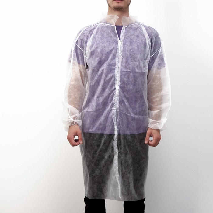 Халат посетителя на липучке, XL, 110 см, 15 г/м2, белый