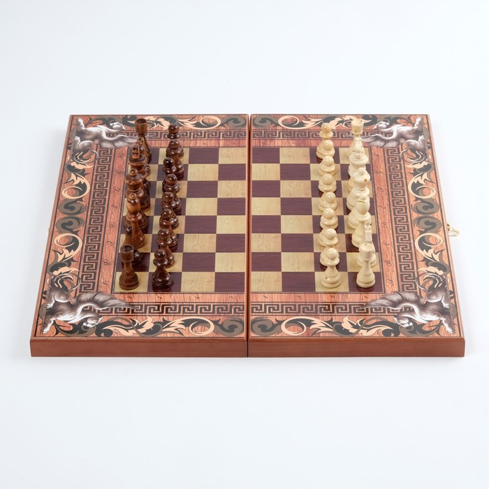 Шахматы деревянные "Грифон", 50 х 50 см, король h-9 см, пешка h-4.5 см - фото 1927935264