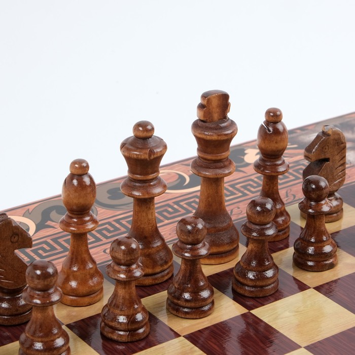 Шахматы деревянные "Грифон", 50 х 50 см, король h-9 см, пешка h-4.5 см - фото 1927935265