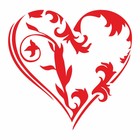 Наклейка "Сердце в цветах", плоттер, красная, 100 х 100 х 1 мм - фото 291410237