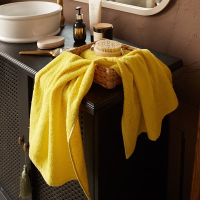 Полотенце махровое «Экономь и Я», 70×140 см, хлопок 100%, жёлтое