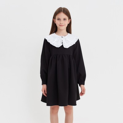 Платье школьное для девочки чёрное MINAKU: School Collection, рост 128 см