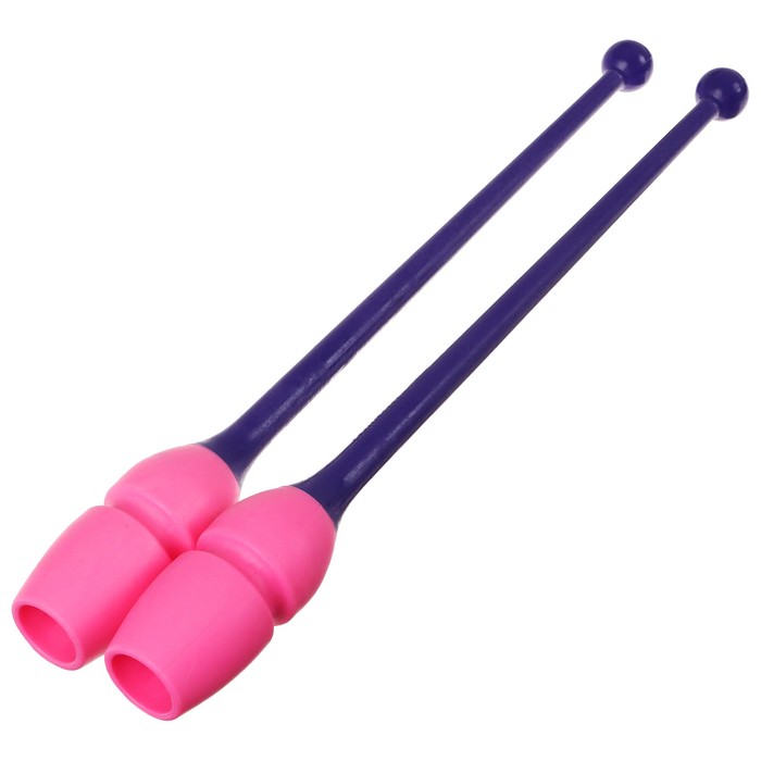 Булавы для художественной гимнастики вставляющиеся Pastorelli MASHA FIG, 40,5 см, цвет фиолетовый/розовый - Фото 1