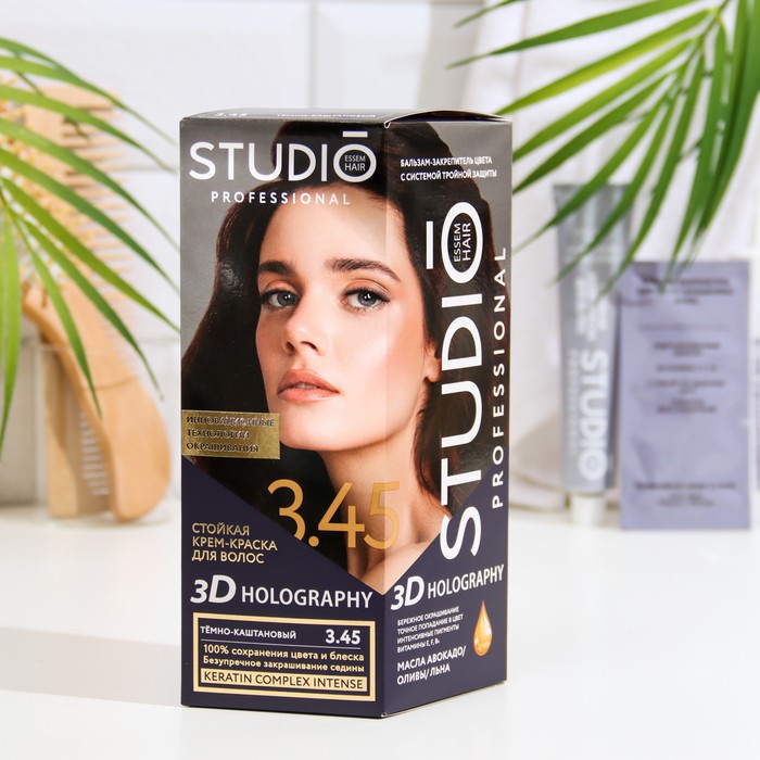 Стойкая крем-краска волос Studio Professional "3D Holography", тон 3.45 тёмно-каштановый, 115 мл - Фото 1
