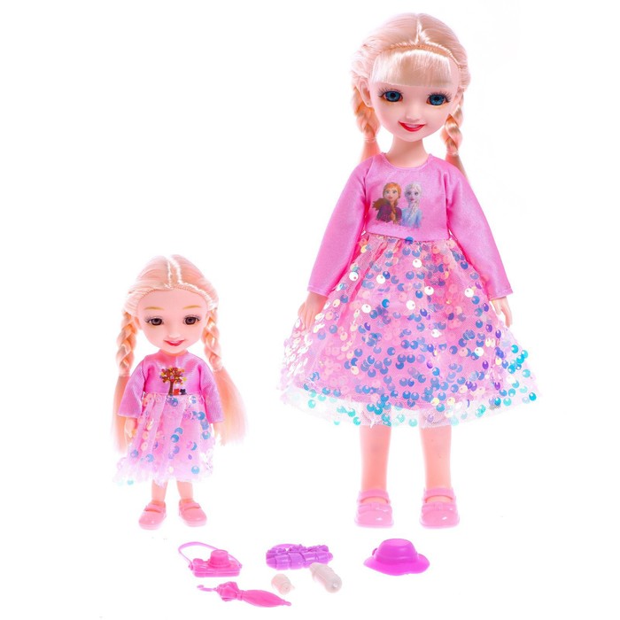 Кукла шарнирная модная «Анечка» с сестрёнкой, в платье, с аксессуарами, МИКС, в пакете