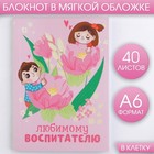 Блокнот «Любимому воспитателю, А6, 40 листов, мягкая обложка - Фото 1