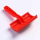 Пуходерка полукруглая средняя с каплями, 10×13 см, красная - Фото 2