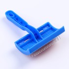 Пуходерка полукруглая средняя с каплями, 10×13 см, синяя - Фото 2