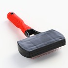 Пуходёрка, 10×17 см, с каплями, прорезиненная ручка, чёрная, красная - Фото 2