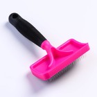 Пуходёрка, 10×16 см, без капель, прорезиненная ручка, чёрная, розовая - Фото 2