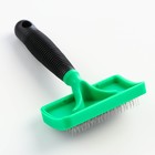 Пуходёрка, 10×16 см, без капель, прорезиненная ручка, чёрная, зелёная - Фото 2