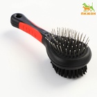 Щётка-расчёска двухсторонняя, 17.5×6.5 см, нескользящая ручка, чёрная, красная - Фото 2