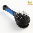 Щётка-расчёска двухсторонняя, 17.5×6.5 см, нескользящая ручка, чёрно-синяя - Фото 1