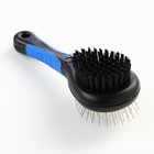 Щётка-расчёска двухсторонняя, 17.5×6.5 см, нескользящая ручка, чёрно-синяя - Фото 2