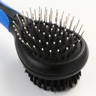 Щётка-расчёска двухсторонняя, 17.5×6.5 см, нескользящая ручка, чёрно-синяя - Фото 3