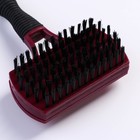 Двухсторонняя пуходёрка-щетка с резиновой ручкой 10×16.5 см, бордово-чёрная - Фото 4