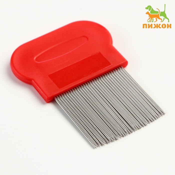 Расческа-гребешок с длинными зубьями, 8×5.5 см, красная - Фото 1