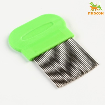 Расчёска-гребешок, 8×5.5 см, с длинными зубьями, зелёная
