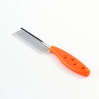 Расчёска для шерсти «Лапки», 20.5×3 см, с зубьями разной длины, оранжевая - Фото 3