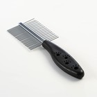 Расчёска для шерсти «Лапки», двухсторонняя, с прямыми зубьями, пластиковая ручка, чёрная - Фото 2