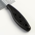 Расчёска для шерсти «Лапки», двухсторонняя, с прямыми зубьями, пластиковая ручка, чёрная - Фото 3