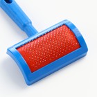 Пуходёрка малая, 8.5×13 см, полукруглая, с каплями, пластик, синяя - Фото 3