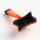 Пуходёрка «Косточка», 8.5×12.5 см, с самоочисткой, пластик, оранжевая - Фото 2