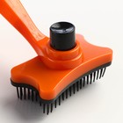 Пуходёрка «Косточка», 8.5×12.5 см, с самоочисткой, пластик, оранжевая - Фото 3