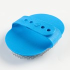 Расчёска-наладонник для вычёсывания шерсти, 13×8.5 см, с металлическими зубьями, пластик, голубая - Фото 2