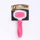 Щётка для вычёсывания шерсти, 8×17, с удлиненными силиконовыми зубцами и массажным эффектом, пластик, розовая - Фото 6