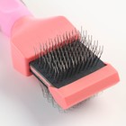 Пуходёрка двухсторонняя гибкая с прямыми и загнутыми зубцами, 20,5 х 4,5 см, розовая - фото 24712189