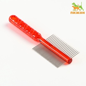 Расчёска для шерсти «Пузырьки», 19.5×5.6 см, двухсторонняя, прозрачная, красная