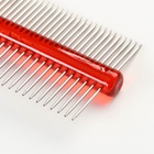 Расчёска для шерсти «Пузырьки», 19.5×5.6 см, двухсторонняя, прозрачная, красная - Фото 4