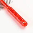 Расчёска для шерсти «Пузырьки», 19.5×5.6 см, двухсторонняя, прозрачная, красная - Фото 5