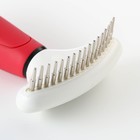 Расчёска для шерсти с вращающимися зубчиками Пижон Premium, 9,5 х 17 см, красная - Фото 3