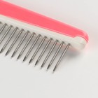 Расчёска для шерсти с пластиковой ручкой, 17 х 3,5 см, розовая - фото 9732892