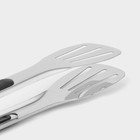 Щипцы кухонные Доляна Chrome, h=23.5 см нержавеющая сталь, чёрные - Фото 3