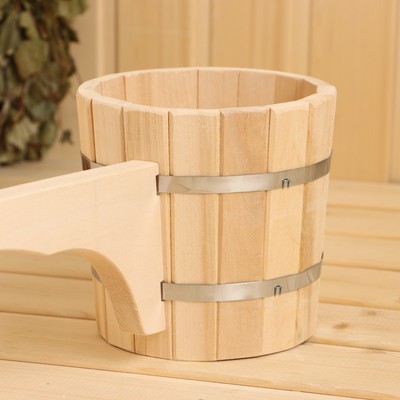 Ковш - черпак для бани и сауны, 1.5 л, липа, нержавеющий обруч, 48 см, 710 г, «Добропаровъ»