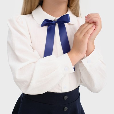 Рубашка для девочки KAFTAN с синим бантом, белая, размер 34 (122-128 см)