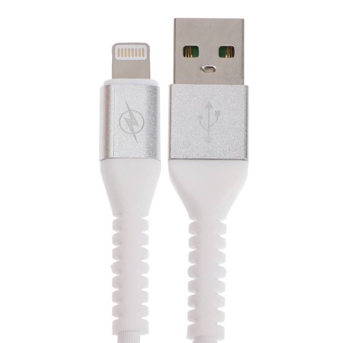 Кабель Smartbuy iK-512FL, Lightning - USB, 2 А, 1 м, TPE оплетка, металл, белый - фото 51456074